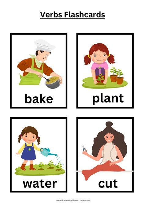 48 Printable Verb Flashcards For Little Learners