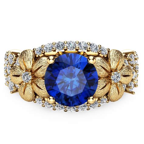 Antique 1930s sapphire and diamond platinum dress ring. Unique Blue Sapphire Engagement Ring 14K Yellow Gold Flower Ring Natural Sapphire Engagement ...