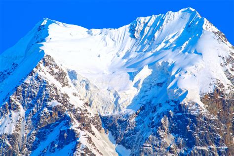 The Snow White Glacier On A Mountain Peak Stock Image Image Of