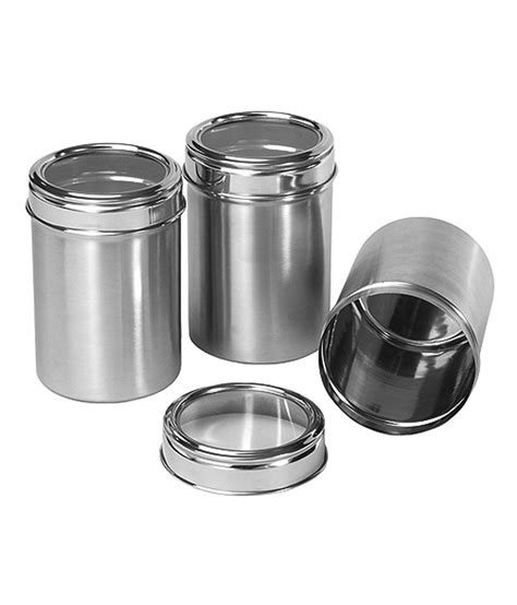 Oxo's iconic pop canisters get a sleek style update complete with a gleaming glass body and stainless steel lid. Dynore Steel Food Container Set of 3 750 mL: Buy Online at ...