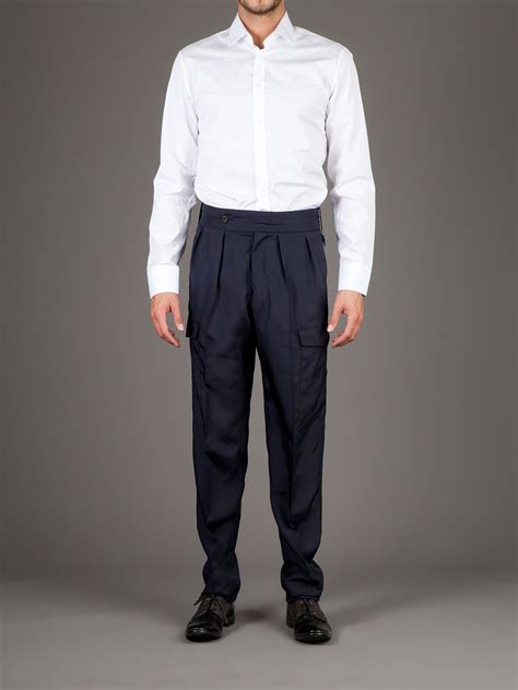 Lyst Saint Laurent High Waisted Trousers In Blue For Men