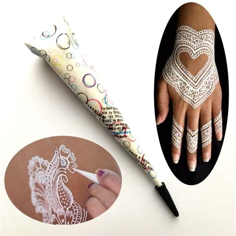 White Henna Tatuagem Colar Cone Indian Mehndi Tatuagem Impermeável