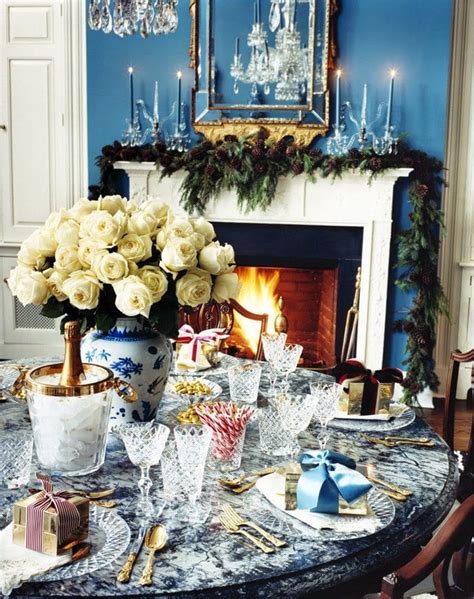 Blue And White Christmas Tablescape Aerin Lauder The Glam Pad