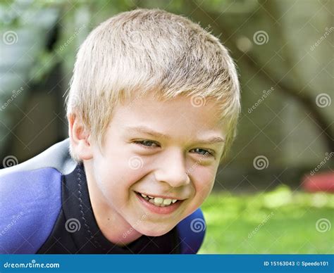 Eight Year Old Boy Smiling Stock Image Image Of Outdoors 15163043