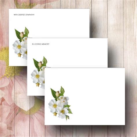 Simple Wild Rose Design Florist Funeral Cards Large Size