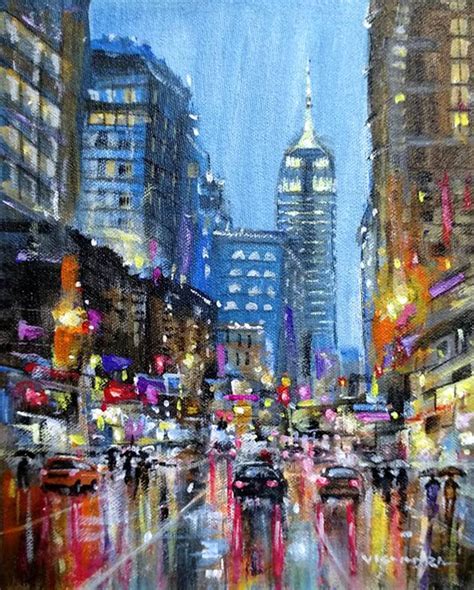 New York City Rain Painting By Vishalandra M Dakur Saatchi Art