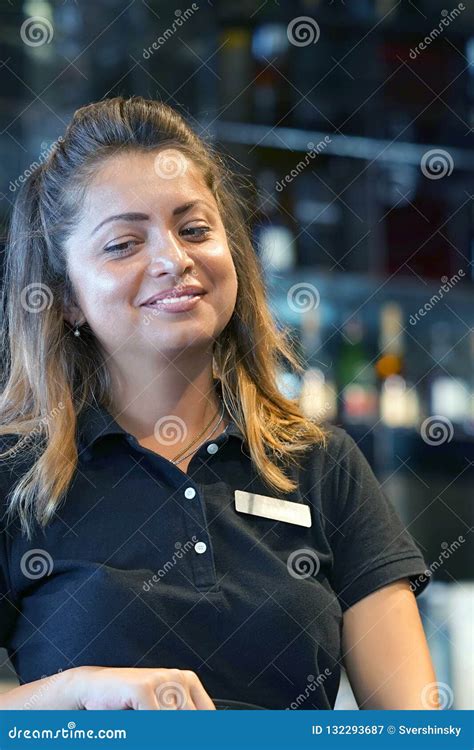 The Girl Waitrers Take A Customer`s Order Stock Image Image Of