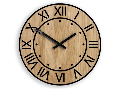 Wooden Round Wall Clock 13 Artur 33cm Modern Etsy