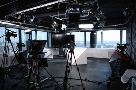 Modern Video Recording Studio With Cameras Stock Image Image Of