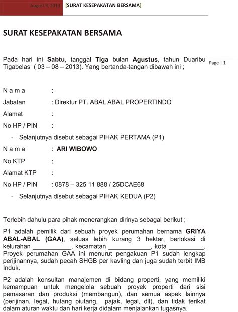 Kerjasama tersebut bisa dilakukan oleh dua orang atau dua pihak, bahkan juga lebih. Contoh Surat Perjanjian Kerjasama Sharing Profit