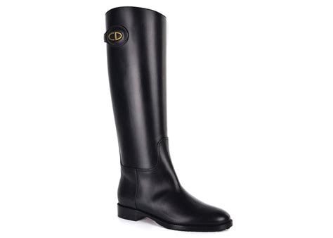 Dior Womens Black Leather Diorable Knee High Boots For Sale At 1stdibs