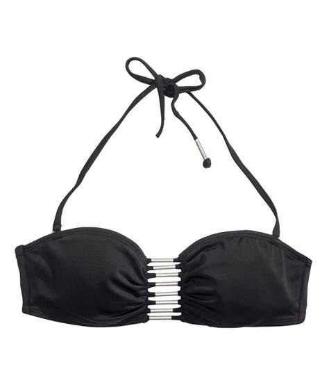 Handm Black Bandeau Bikini Top With Metal Detail Must Have Uk 8 Bnwt