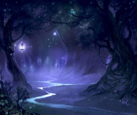 Purple Fantasy Forest Fantasy Landscape Fantasy Forest Night Forest