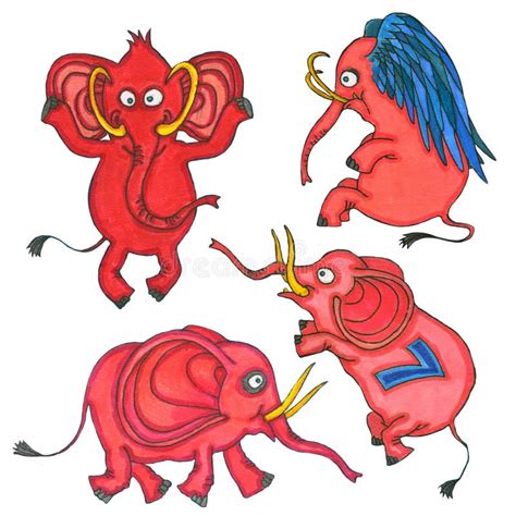 Cartoon Red Elephants Stock Illustration Illustration Of Little 57727170