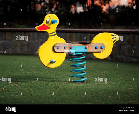 A Rocking Duck In The Playground Of A Public Park Stock Photo Alamy