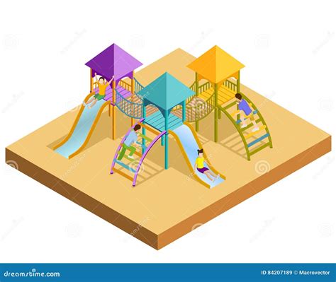Isometric Playground Composition Stock Vector Illustration Of Playful