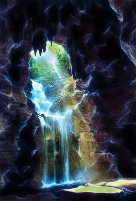 Cavern Waterfall Digital Art By Hans Gns Fine Art America