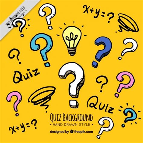 Yellow Quiz Background In Hand Drawn Style Vector Free Download