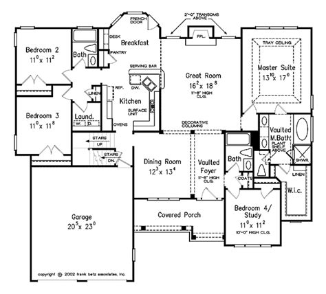 Country Style House Plan - 4 Beds 3 Baths 2054 Sq/Ft Plan ...