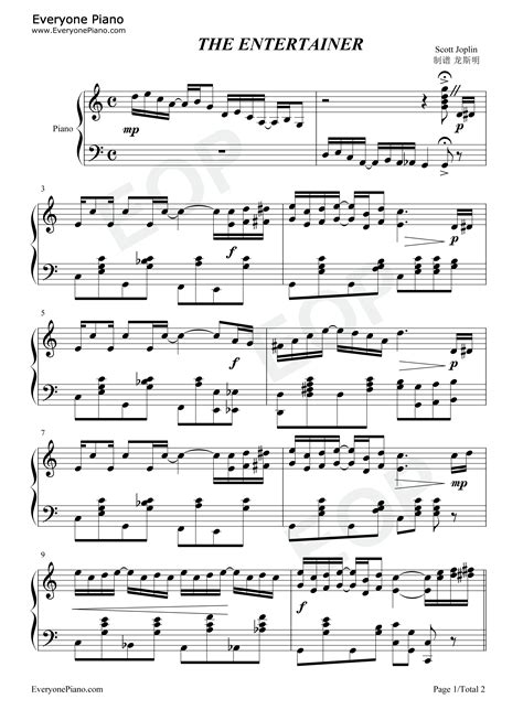 Free printable sheet music for the entertainer for easy trumpet solo with piano accompaniment. The Entertainer Piano Sheet Music - Music Sheet Collection