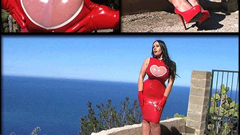 hot latex heartbeat babe outdoor blowjob handjob with red latex gloves cum on my gloves short