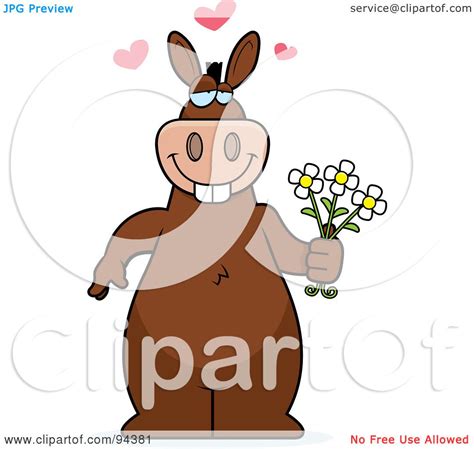 Royalty Free Rf Clipart Illustration Of A Romantic Donkey Standing