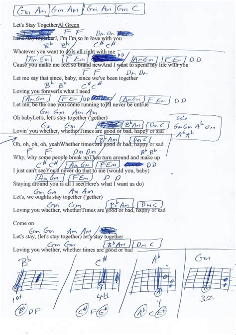 Let S Stay Together Al Green Guitar Chord Chart Canciones