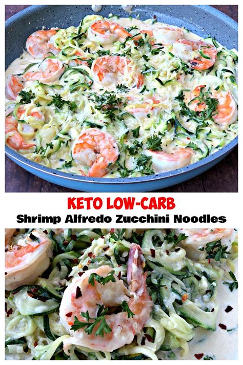 Keto Low Carb Creamy Garlic Shrimp Alfredo Zucchini Noodles Zoodles