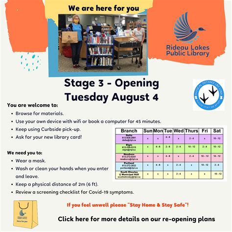 Website Stage 3 Reopening Rideau Lakes Public Library