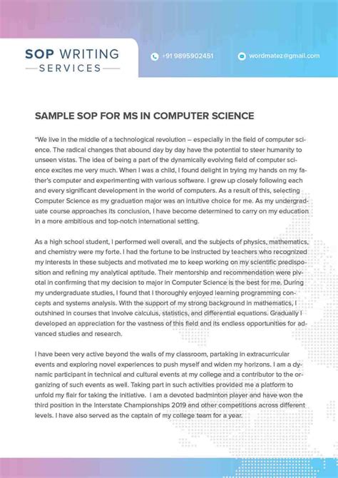 Sample Sop For Ms In Computer Science