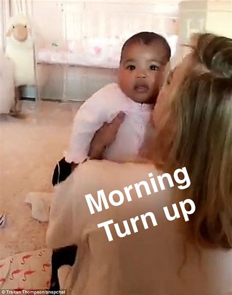Khloe Kardashian Gives Her Daughter True A Kiss On The Cheek While Tristan Thompson Films