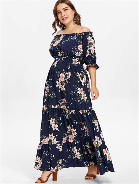 Plus Size Flounce Floral Maxi Dress Cadetblue 4x A Line Maxi Dress