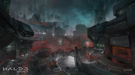 Image Halo 3 Odst Concept Art Destroyed City At Night Halo