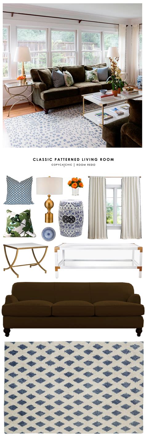 Copy Cat Chic Room Redo Classic Patterned Living Room Copy Cat Chic