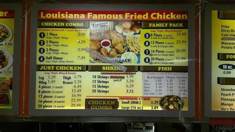 Carta Del Restaurante Louisiana Fried Chicken Victorvilleca Victorville