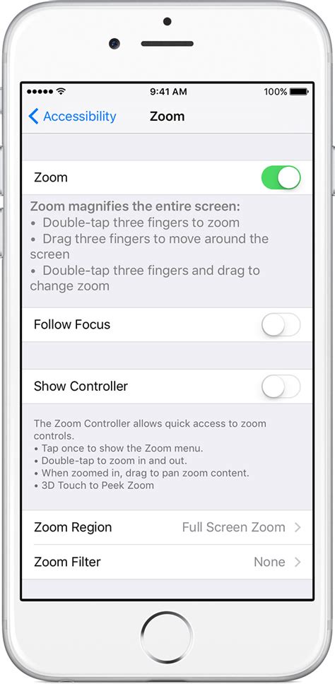 To turn off zoom, go to settings > accessibility > zoom, then tap to turn zoom off. If your Home screen icons are magnified on your iPhone ...