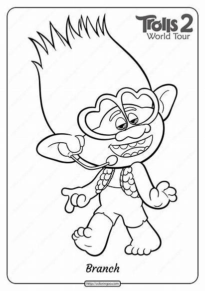 Trolls Coloring Printable Branch Pdf Pages Colouring