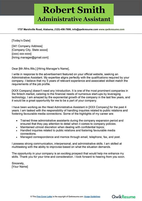 Administrative Assistant Cover Letter Examples Templa Vrogue Co