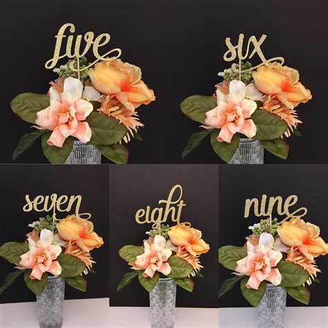 Table Number Centerpieces Number Centerpieces Gold Glitter Etsy