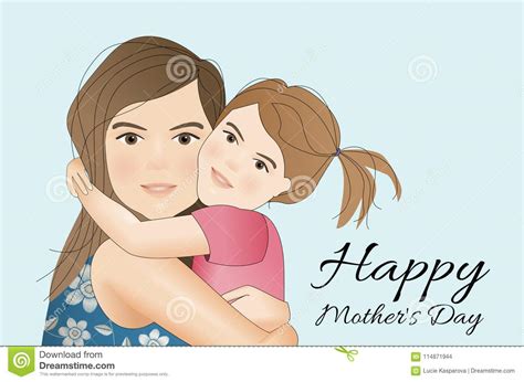 Mothers Day Mother With Daughter Stock Illustration Illustration Of