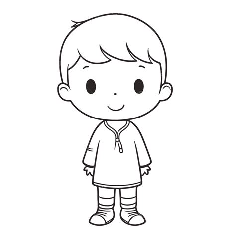Cute Boy Coloring Page Outline Sketch Drawing Vector Wing Drawing