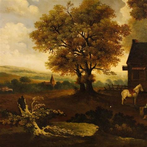 19th Century Oil On Canvas Dutch Signed Landscape Painting