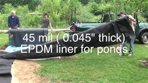 Pond liners are made from heavy synthetic materials that are specially designed to withstand the elements. DIY Pond-Part 3-Liner Placing 45 mil EPDM Rubber Liner ...