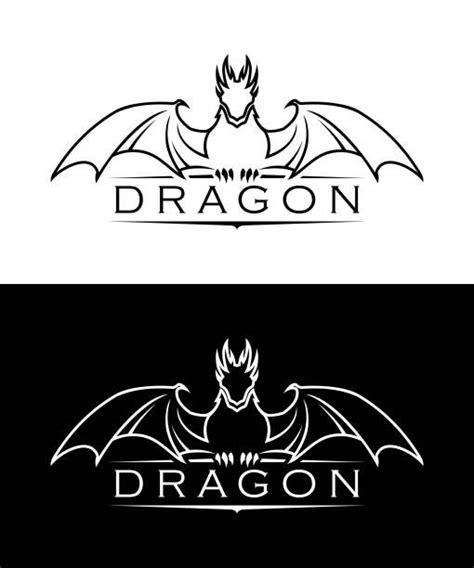 Elegant Dragon Outline Silhouette Dragon Silhouette Dragon Wings Dragon