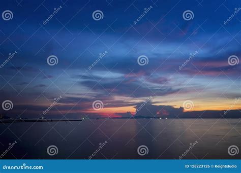 Relaxing Seascape With Wide Horizon Of The Colorful Sky Stock Photo