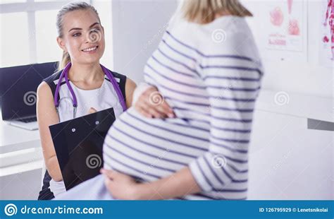 Gynecology Consultation Pregnant Woman With Her Doctor In Clinic Stock Image Image Of