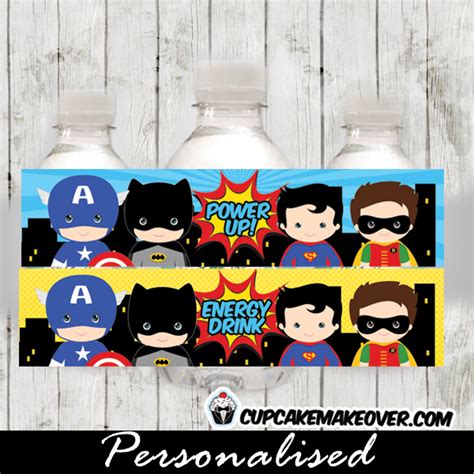 Superhero Water Bottle Labels Instant Download