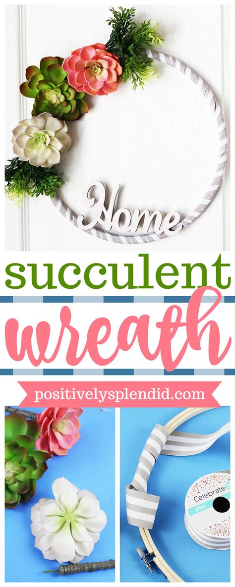 Faux Succulent Embroidery Hoop Wreath Handmade Spring
