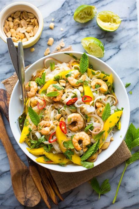 Served over spiralized cucumber and carrot for a light and refreshing dinner that's perfect for warm summer nights! Mango & Shrimp Thai Noodle Salad | Recipe | Main dish ...