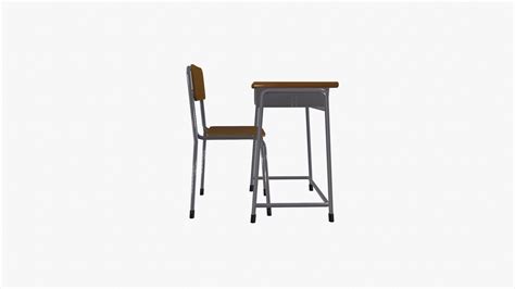 3d Japanese School Class Desk And Chair Lowpoly Model Turbosquid 1732353